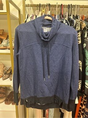 Women’s Navy Blue Pullover Cowl-Neck Top